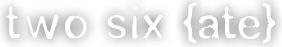 Two Six {Ate} logo, white text with a shadow behind.